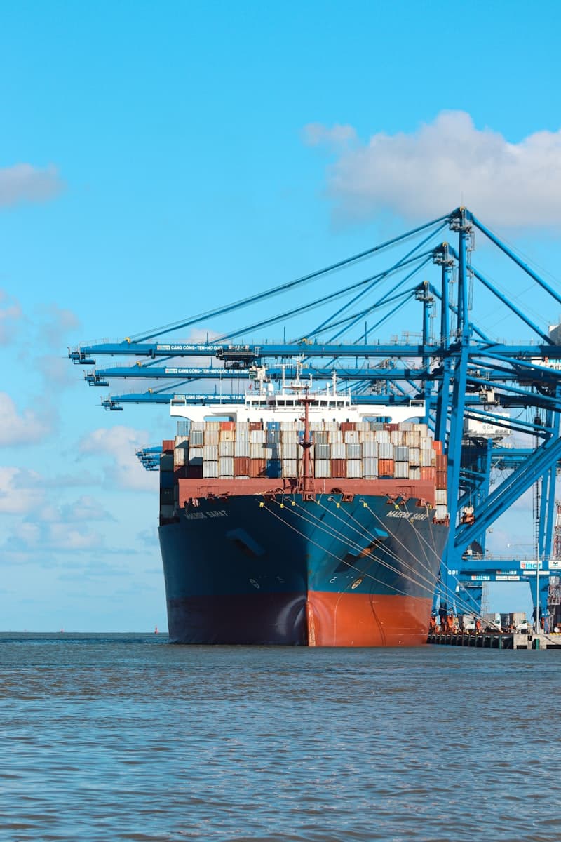 Large cargo ship at port representing global trade opportunities